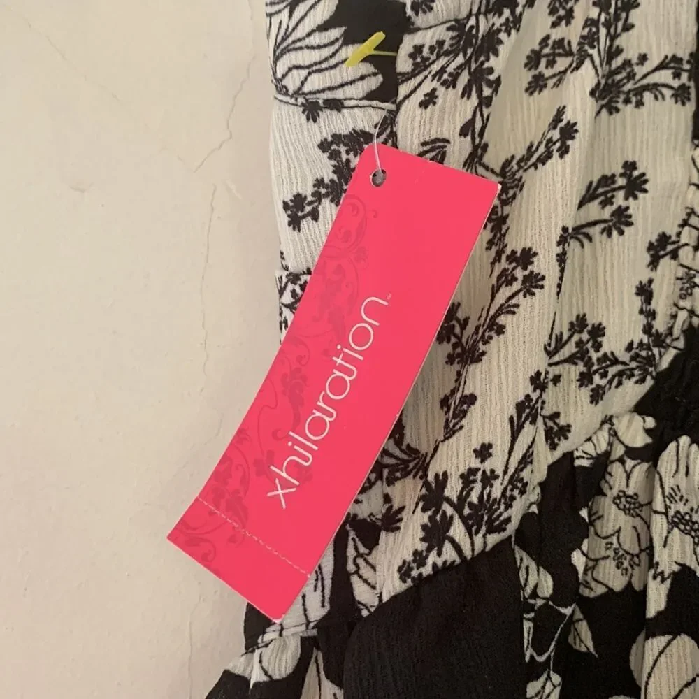 XHILARATION DRESS Black and white floral sundress Size XS NWT